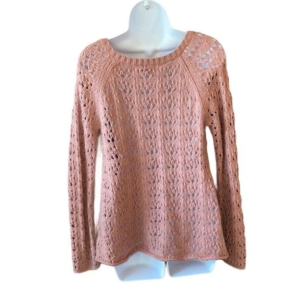 American Eagle Outfitters Open Knit Sweater Blush Pink Size S - Picture 2 of 3
